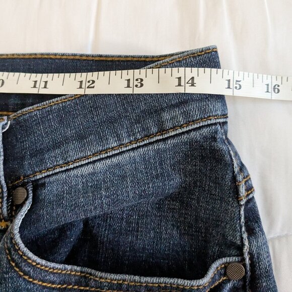 CAbi Straight Button-Fly Jeans Women's 8 Distressed Blue Dark Wash Denim #6068 - Picture 13 of 15